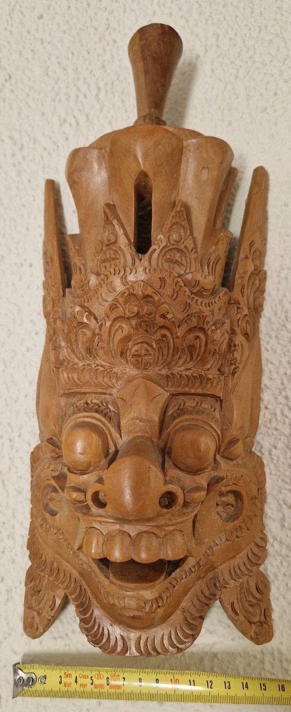 Handgesneden Balinees houten masker - Wanddecoratie, Antiek en Kunst, Overige onderwerpen, Handgemaakt, 20 - 50 cm, Hout