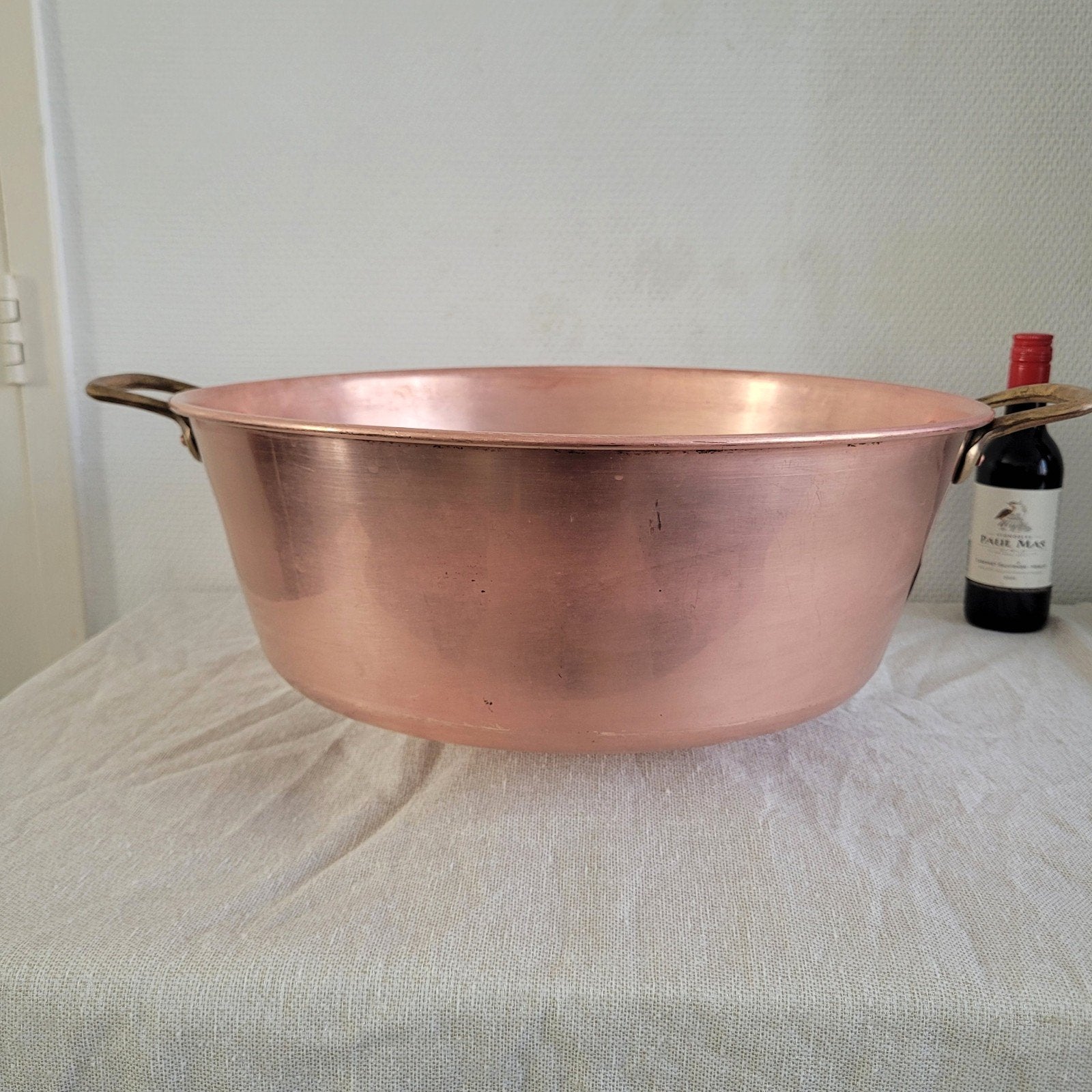 grote franse koperen jampan pan confiturepan, Ophalen of Verzenden, Gebruikt, Koper, Braadpan