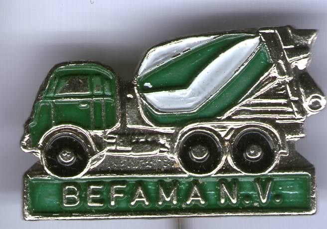 BEFAMA N.V. Betoncentrale vrachtwagen speldje ( D_252a), Ophalen of Verzenden, Zo goed als nieuw, Transport, Speldje of Pin