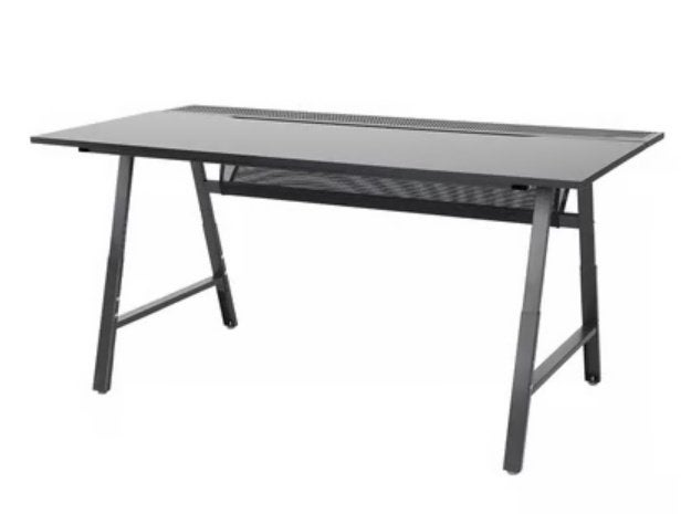 computertafel, Ophalen, Zwart, 160 cm, Metaal