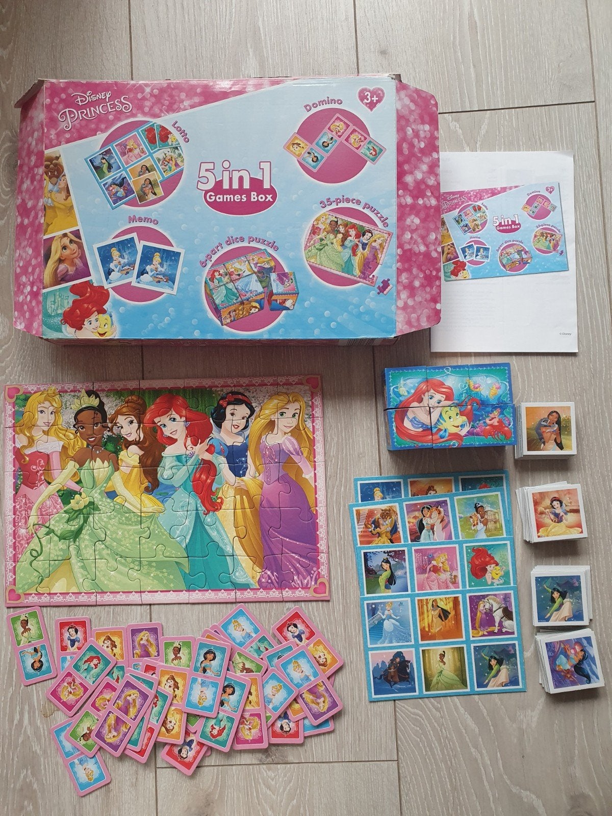 Spellendoos 5 in 1 Disney Princess 3+, Drie of vier spelers, Ophalen of Verzenden, Zo goed als nieuw, Games Box