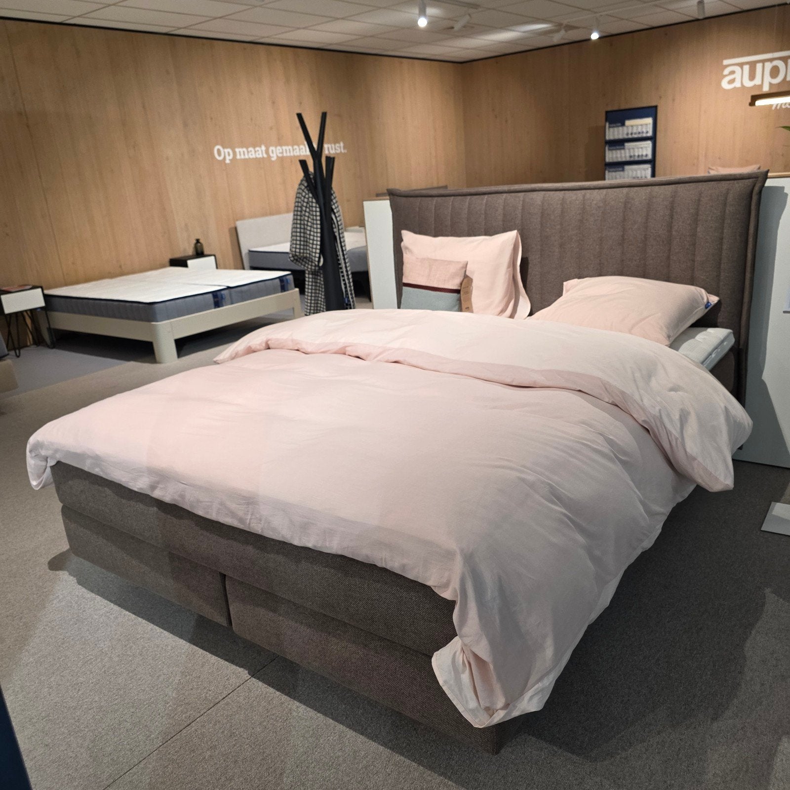 Showroom Auping Original Boxspring 180x210 + Deluxe Matrasse, 210 cm, Tweepersoons, Ophalen of Verzenden, Zo goed als nieuw