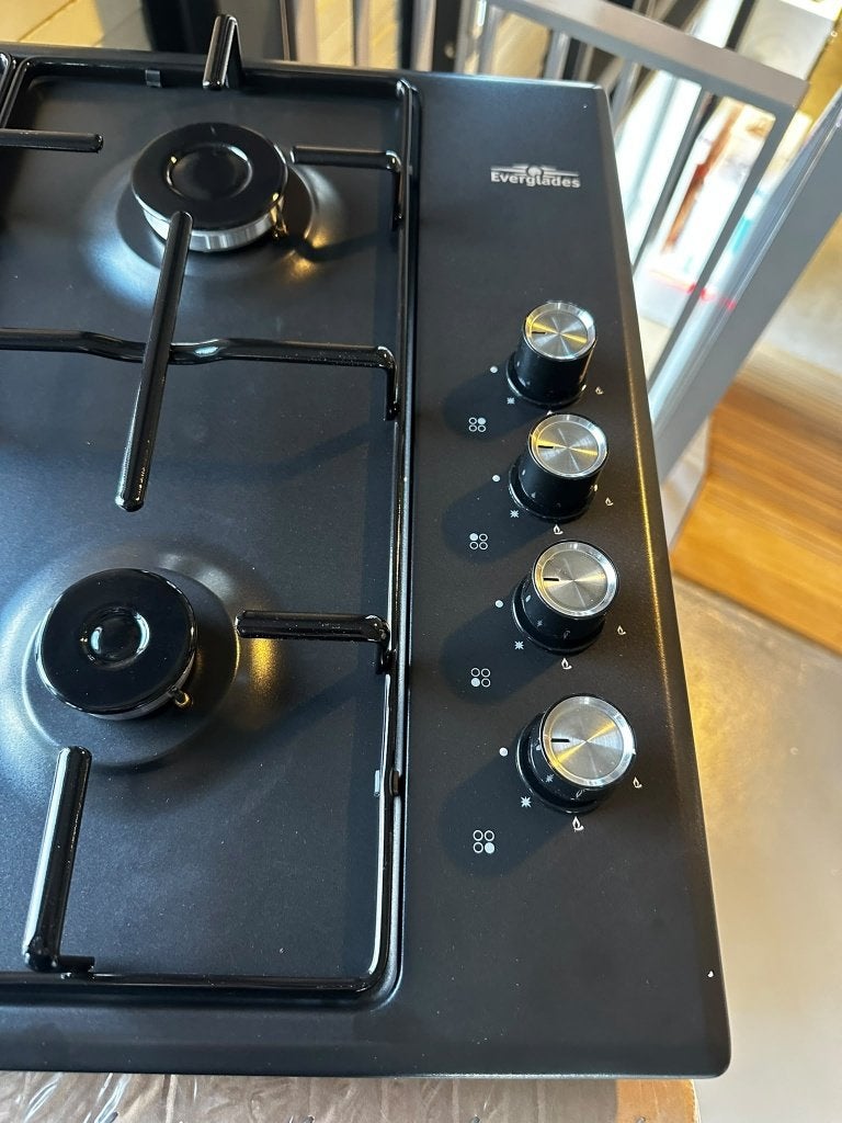 Nieuwe Everglades vrijstaande gaskookplaat 60 cm zwart, Giessen, Everglades, Nieuw, Info@elbeka.nl