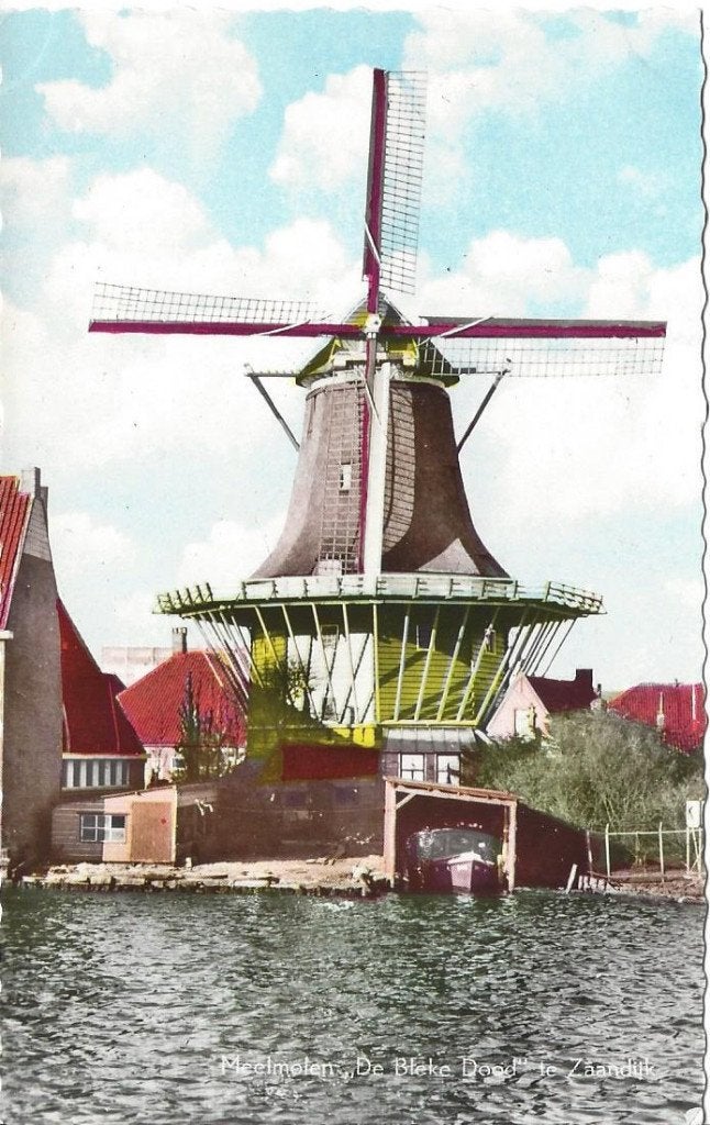 Zaandijk (N.H.) Meelmolen De Bleke Dood, 1962, Ophalen of Verzenden, 1960 tot 1980, Ongelopen, Noord-Holland