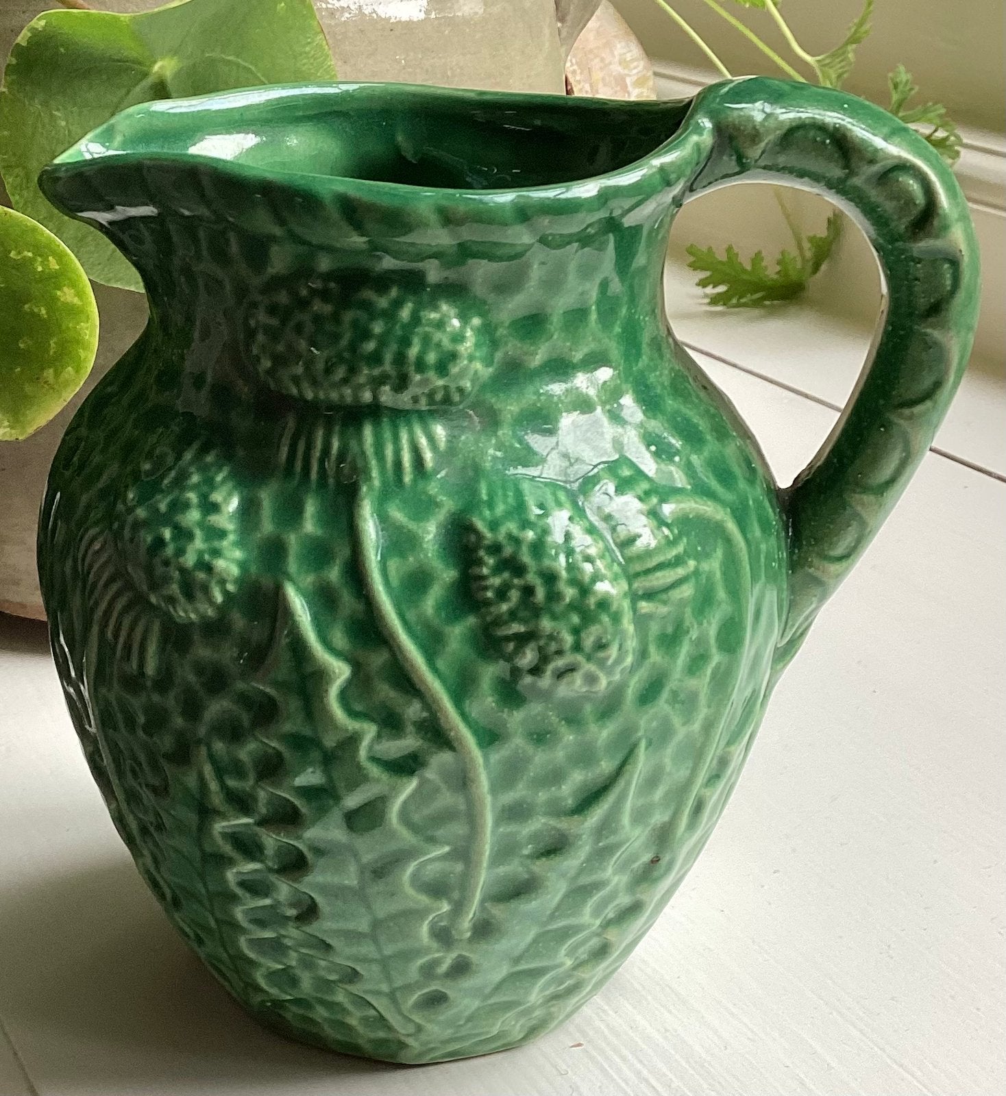Vintage Majolica kan “Distel”, Antiek en Kunst, Antiek | Vazen, Ophalen of Verzenden