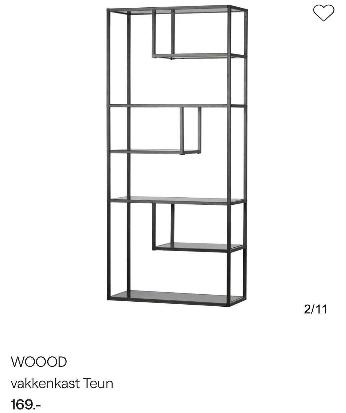 Zwart metalen vakkenkast 188x85x35, Ophalen of Verzenden, Zo goed als nieuw