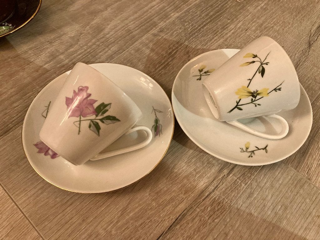 Vintage antieke Kahla kop en schotels porselein kopjes boho, Ophalen of Verzenden