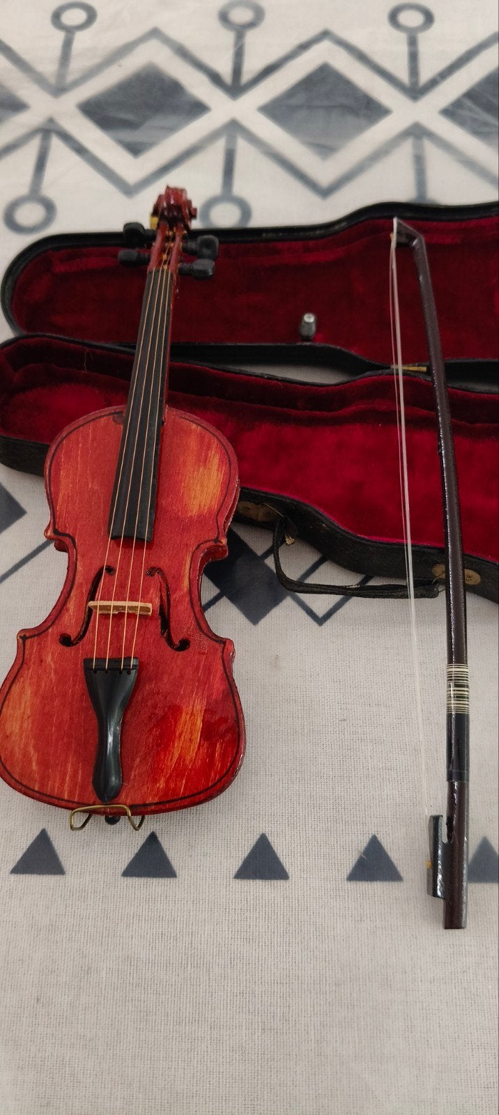 Miniatuur Viool met Koffer en Strijkstok - Decoratie, Muziek en Instrumenten, Strijkinstrumenten | Violen en Altviolen, Overige formaten