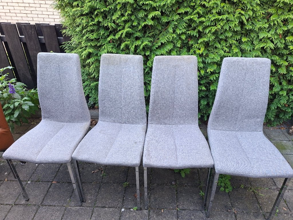 4 stoelen, Huis en Inrichting, Ophalen, Gebruikt, Grijs, Vier