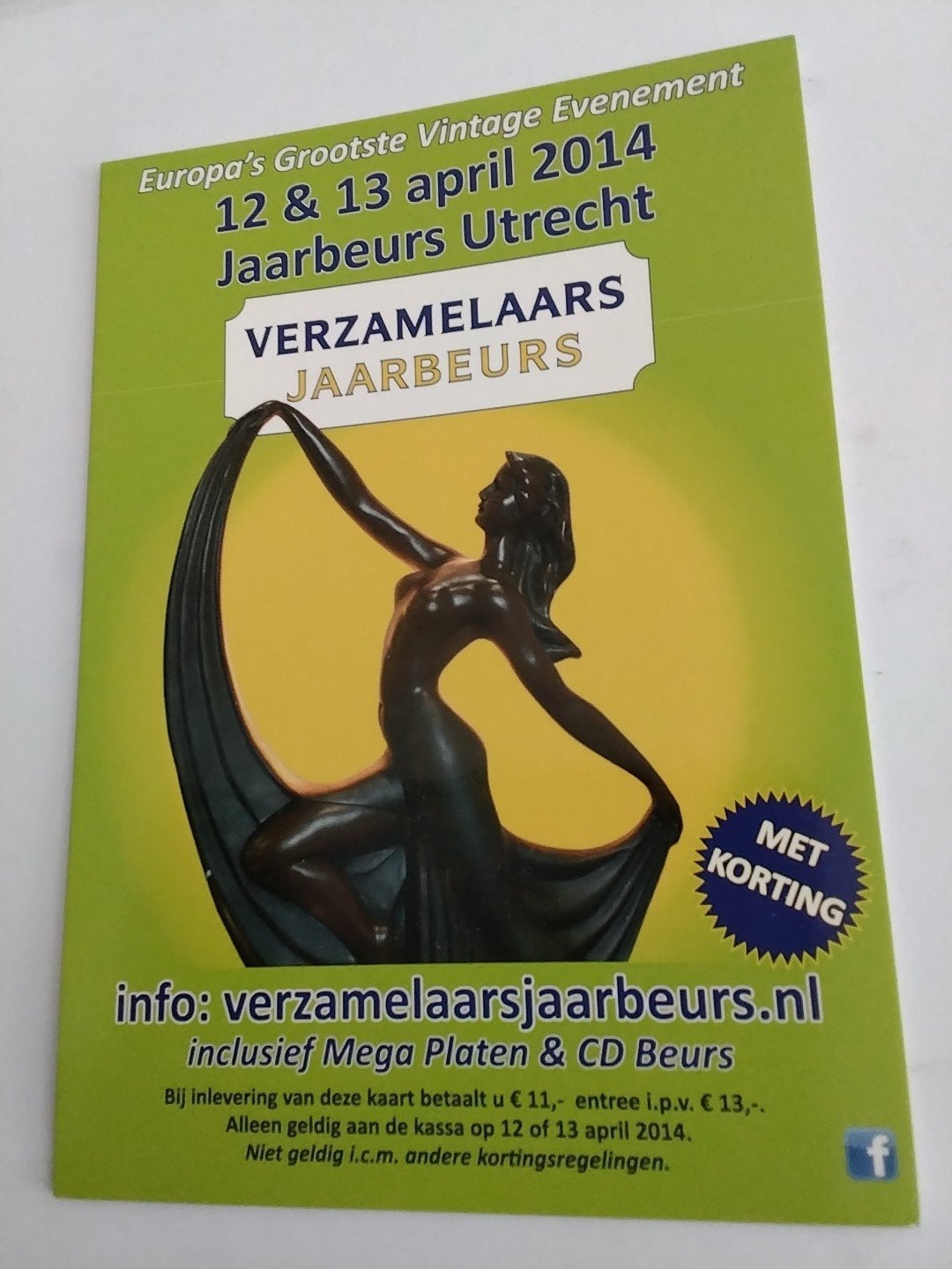 Verzamelaars Jaarbeurs Utrecht 2014 Kortingskaart, Verzamelen, Ophalen of Verzenden, 1980 tot heden, Ongelopen, Overige thema's