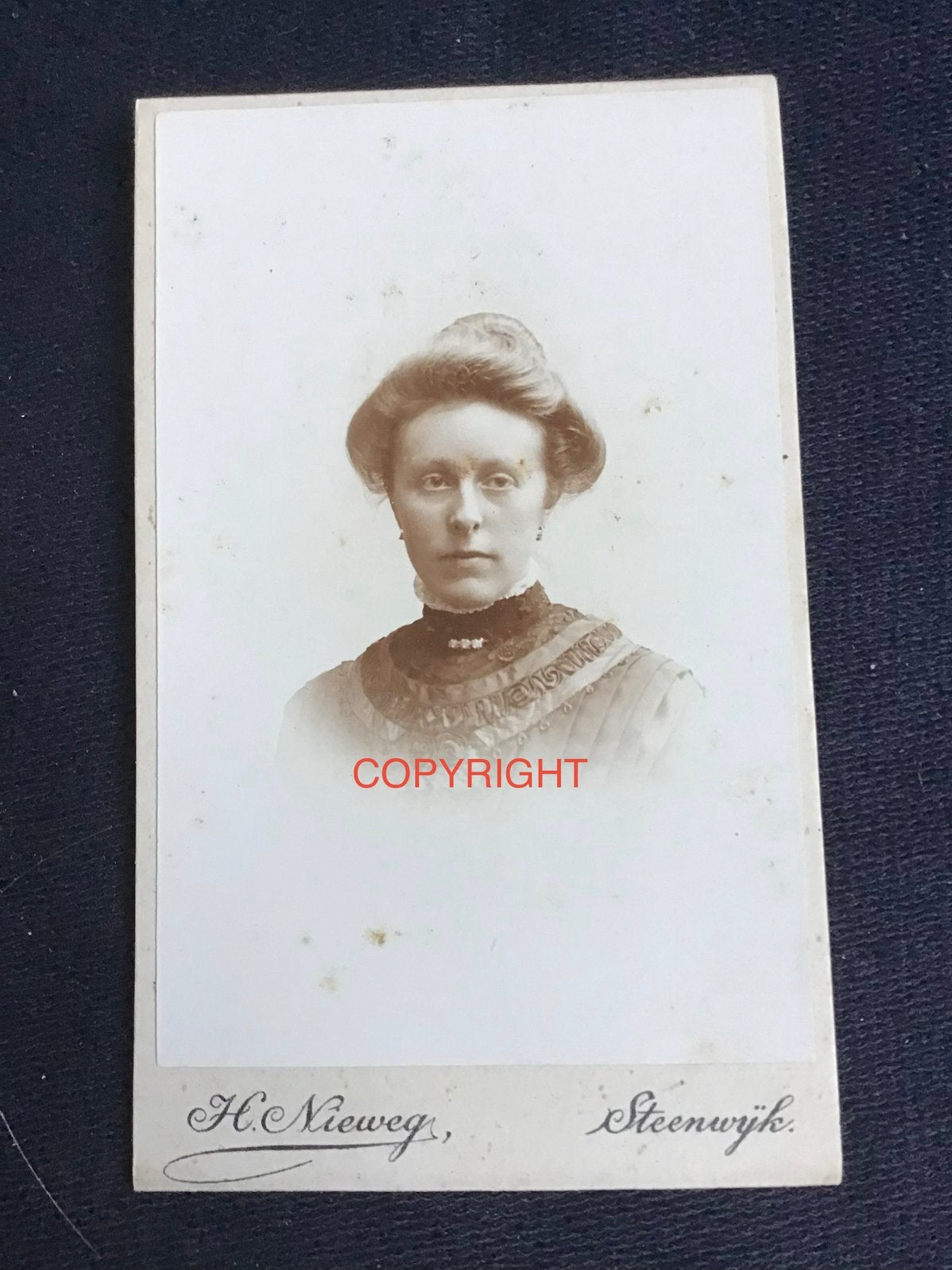 CDV, Dame, H. NIEWEG, STEENWIJK, Carte de Visite, Ophalen of Verzenden, Voor 1940, Gebruikt, Foto