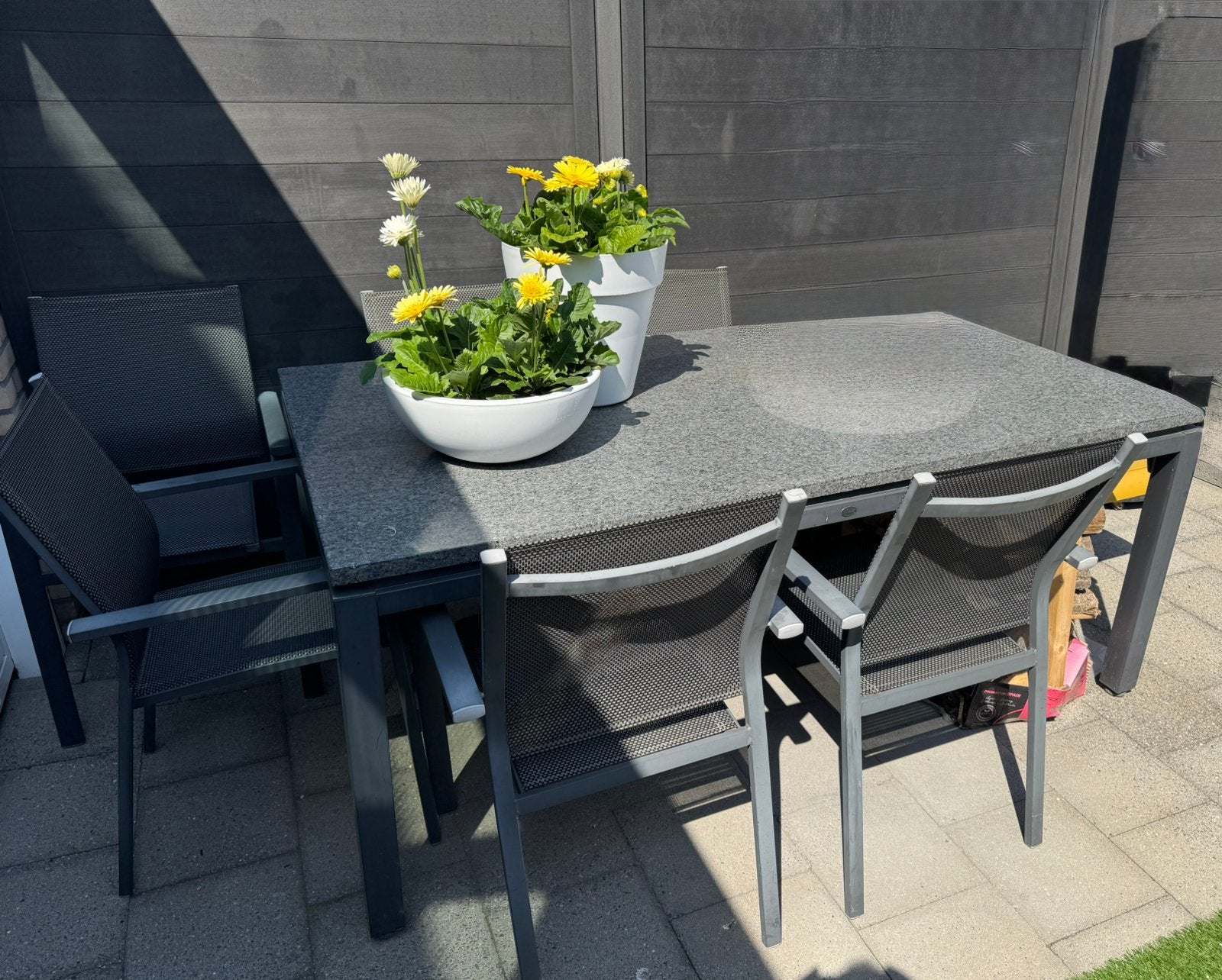 Hartman Tuintafel met Keramiek Blad en 6 Stoelen, Ophalen, Gebruikt, Rechthoekig, Metaal