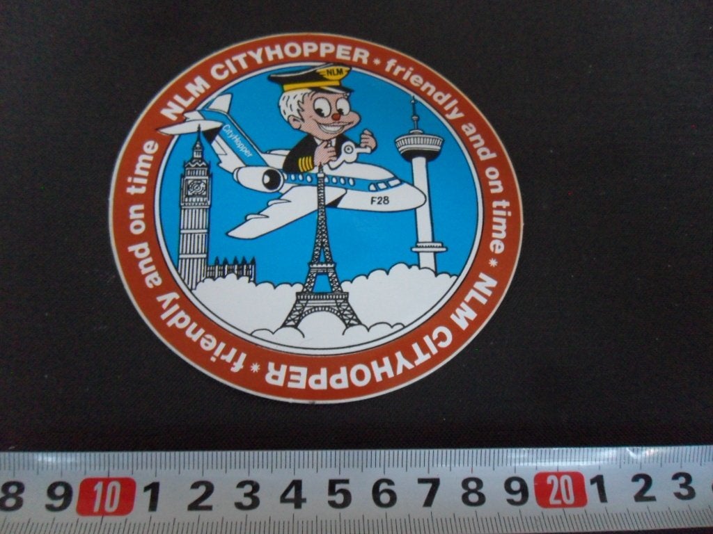 sticker NLM CITYHAPPOER friendly and on time  Fokker F28, Ophalen of Verzenden, Zo goed als nieuw