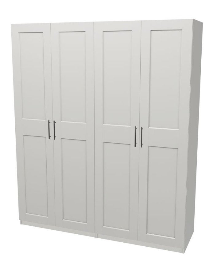 Kledingkast PAX (4 stuks, Grimo deuren, wit), Overige materialen, 200 cm of meer, 150 tot 200 cm, PAX blanco