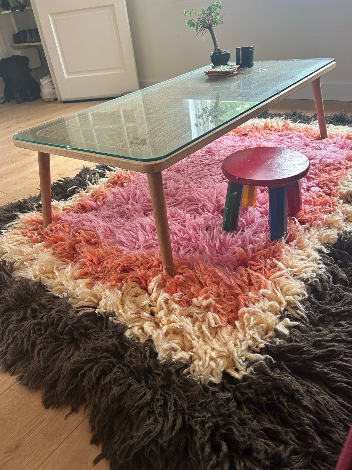 Haru Salontafel met gehard glas 120x60x34 cm, Ophalen, Gebruikt, 100 tot 150 cm, 50 tot 100 cm
