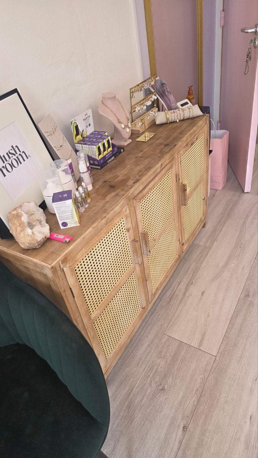 Webbing dressoir Bandung - naturel - 72x120x40 cm, Ophalen, Zo goed als nieuw, Minder dan 50 cm, Minder dan 50 cm