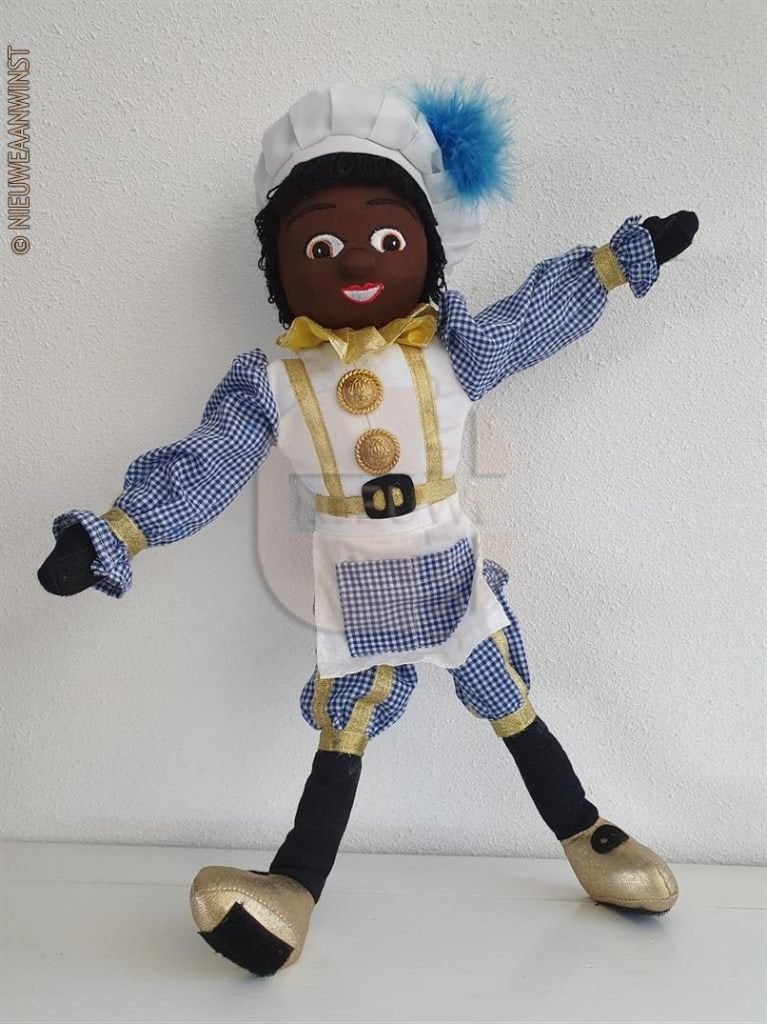 Nostalgische etalage bakkerspiet pop - 45cm, wit/blauw, Diversen, Sinterklaas, Verzenden, Zo goed als nieuw