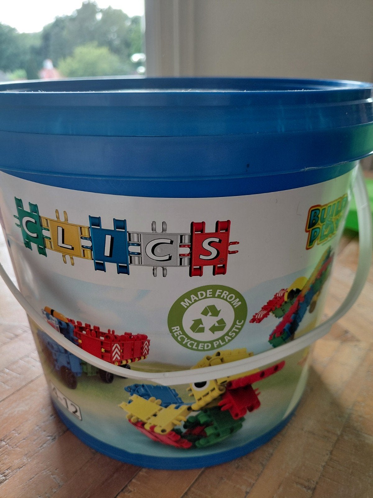 Clics bouwblokken emmer - gerecycled plastic, Ophalen of Verzenden, Gebruikt, Overige merken