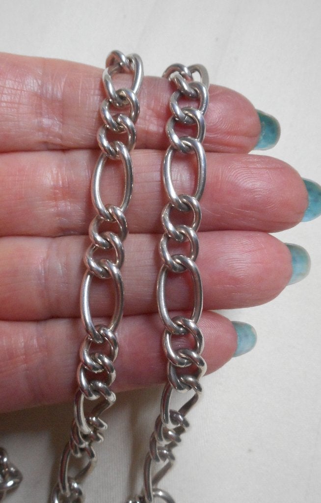 Zilveren lange massieve schakel ketting nr.1285, Sieraden, Tassen en Uiterlijk, Kettingen, Verzenden, Zo goed als nieuw, Zilver