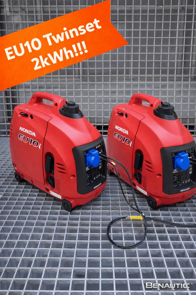 Twinset! 2x Honda EU10i benzine generator aggregaat inverter, -, Benzine, -, Nieuw