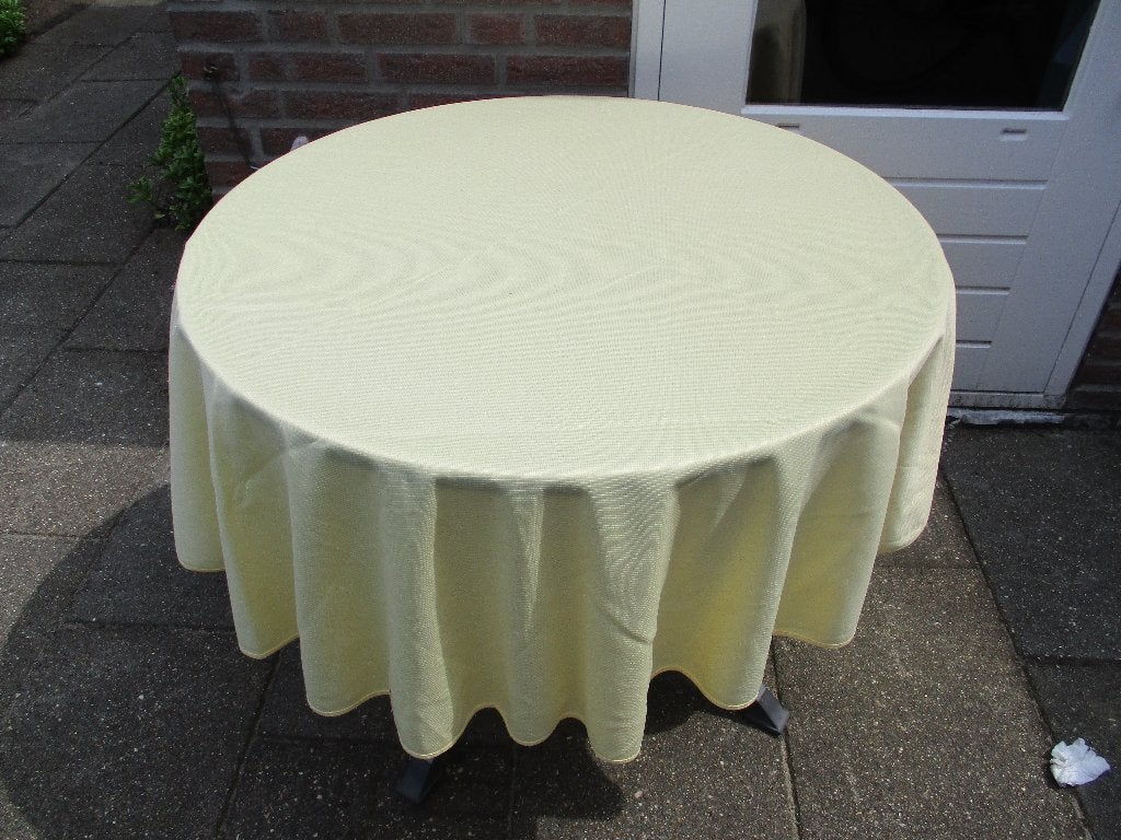 Rond tafelkleed - 1,67 cm. - Geel, Huis en Inrichting, Ophalen of Verzenden, Zo goed als nieuw, Rond