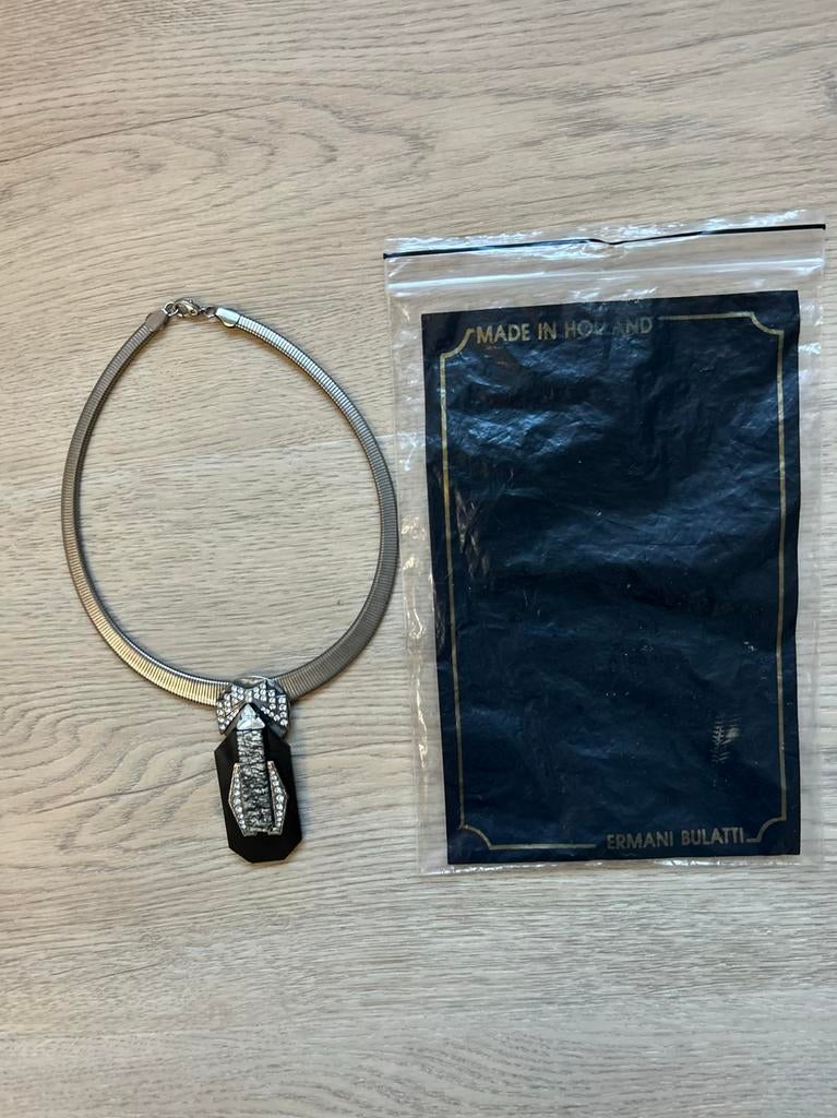 Prachtige Vintage Ermani Bulatti Choker- Art Deco Stijl, Ophalen of Verzenden, Gebruikt, Zilver, Overige materialen