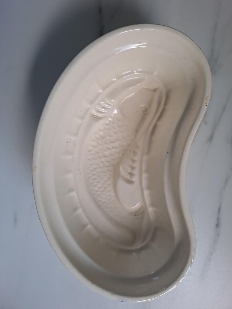 Vintage Duitse puddingvorm vis - keramiek, Beige, Ophalen of Verzenden, Steen/keramiek, Overige typen
