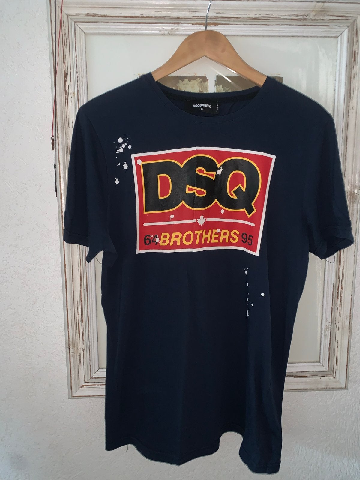 Dsquared2 T-shirt - Donkerblauw met DSQ Brothers print, Ophalen of Verzenden, Gedragen, Maat 56/58 (XL), Blauw
