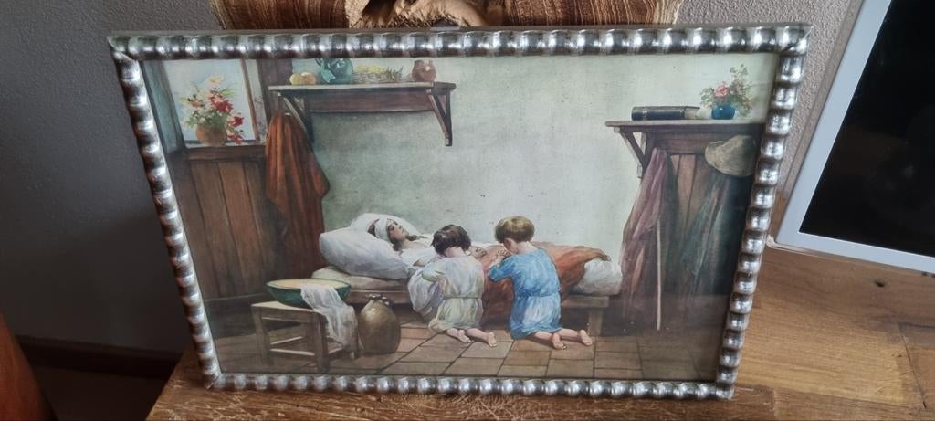 Mooie oude lijst met plaat, Ophalen of Verzenden