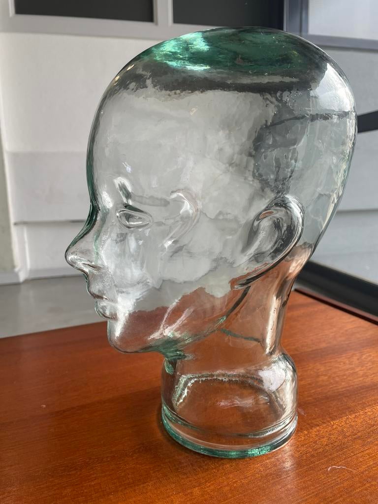 Vintage glazen hoofd jaren 60 70, Antiek en Kunst, Antiek | Glas en Kristal, Ophalen