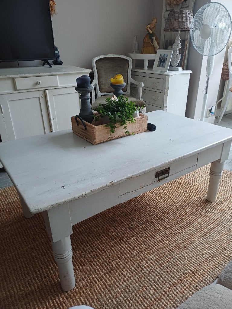 Landelijk brocante salontafel, Huis en Inrichting, Tafels | Salontafels, Ophalen, Gebruikt, 50 tot 100 cm, 50 tot 100 cm