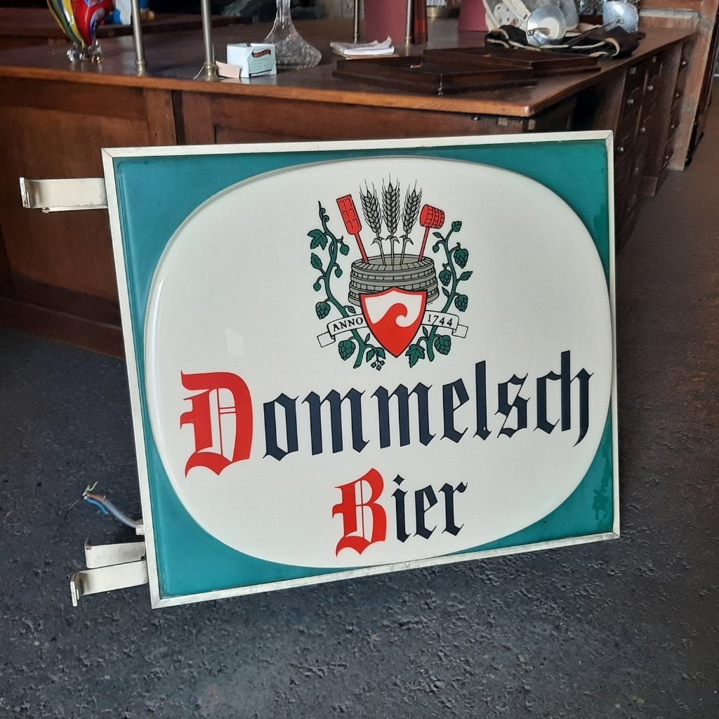 2 oude lichtbakken van Dommelsch bier dubbel en enkelzijdig, Antiek en Kunst, Curiosa en Brocante, Ophalen