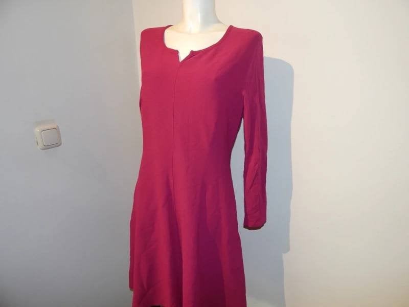 Marccain fucia roze jurk stretch breisel uitlopende rok N5, Kleding | Dames, Verzenden, Maat 42/44 (L), Zo goed als nieuw, Roze