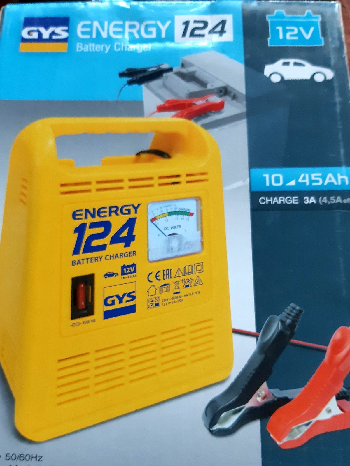 GYS ENERGY 124 Acculader 12V (10-45 Ah) met voltmeter, Ophalen of Verzenden, Nieuw, Universele onderdelen