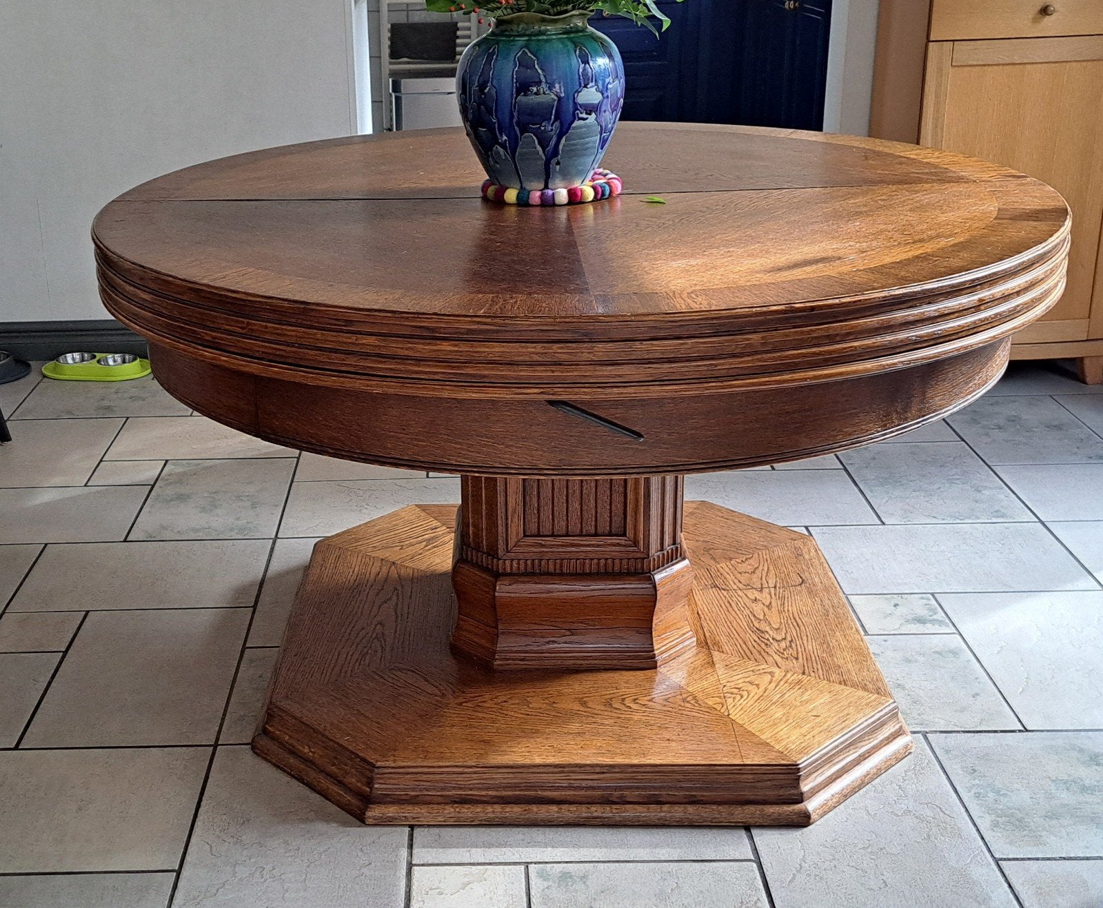 coulissen eettafel van eikenhout, Gebruikt, 100 tot 150 cm, 150 tot 200 cm, Vier personen
