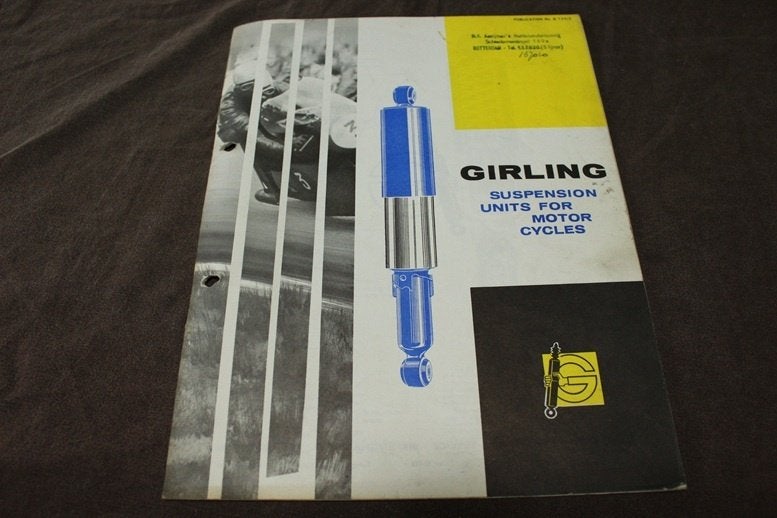 Girling suspensions units for motorcycles  1965 brochure, Ophalen of Verzenden, Overige merken