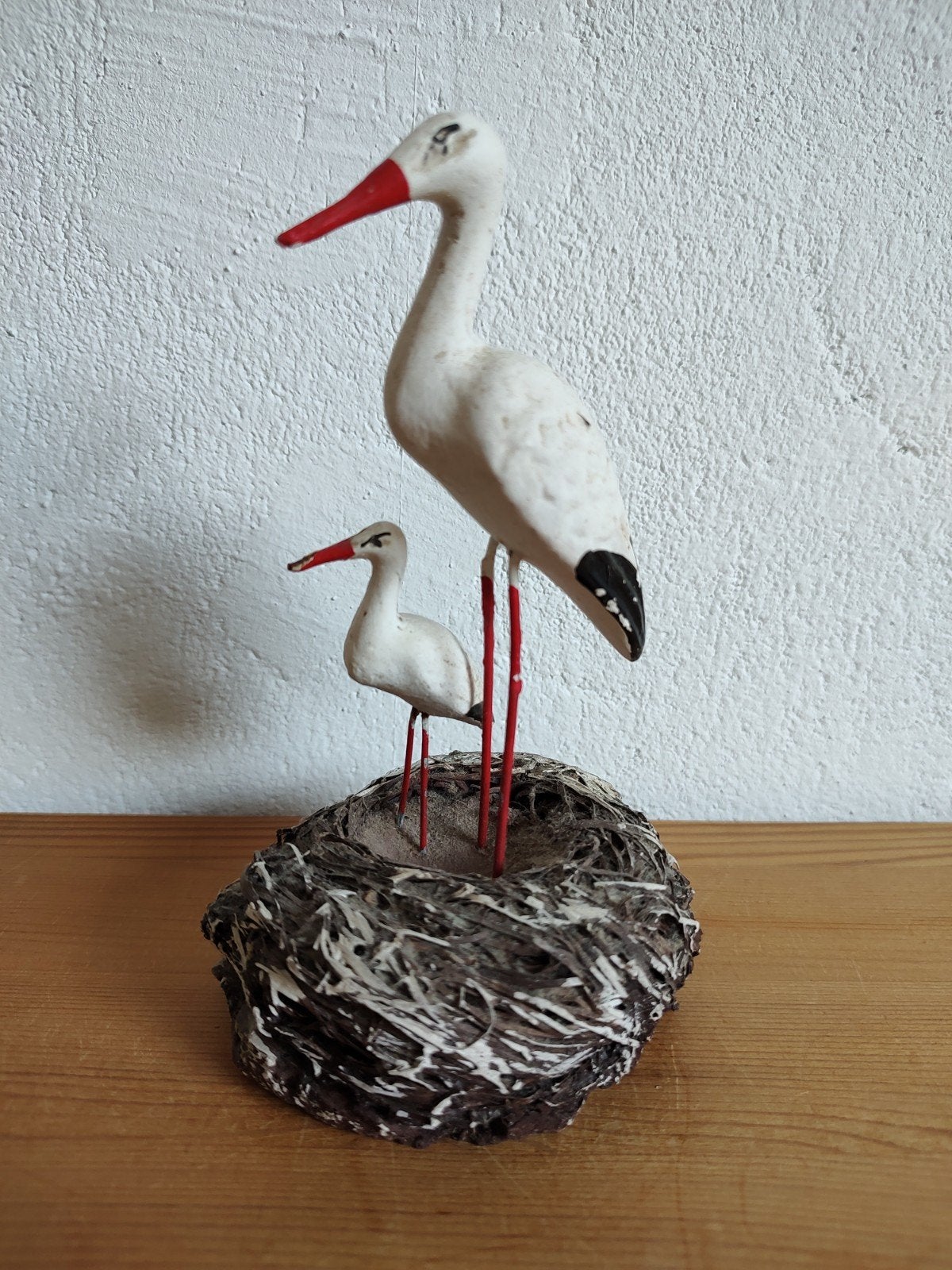 Vintage ooievaar met jong, Ophalen of Verzenden