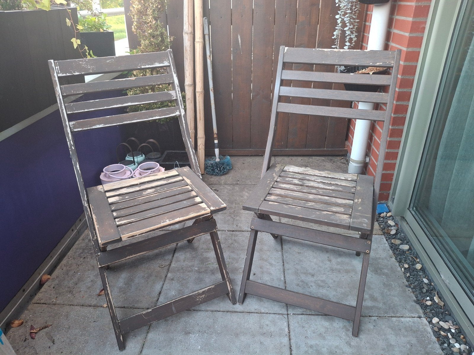 Ikea tuinstoelen - opknapbeurt nodig, Ophalen, Gebruikt, Twee, Bruin