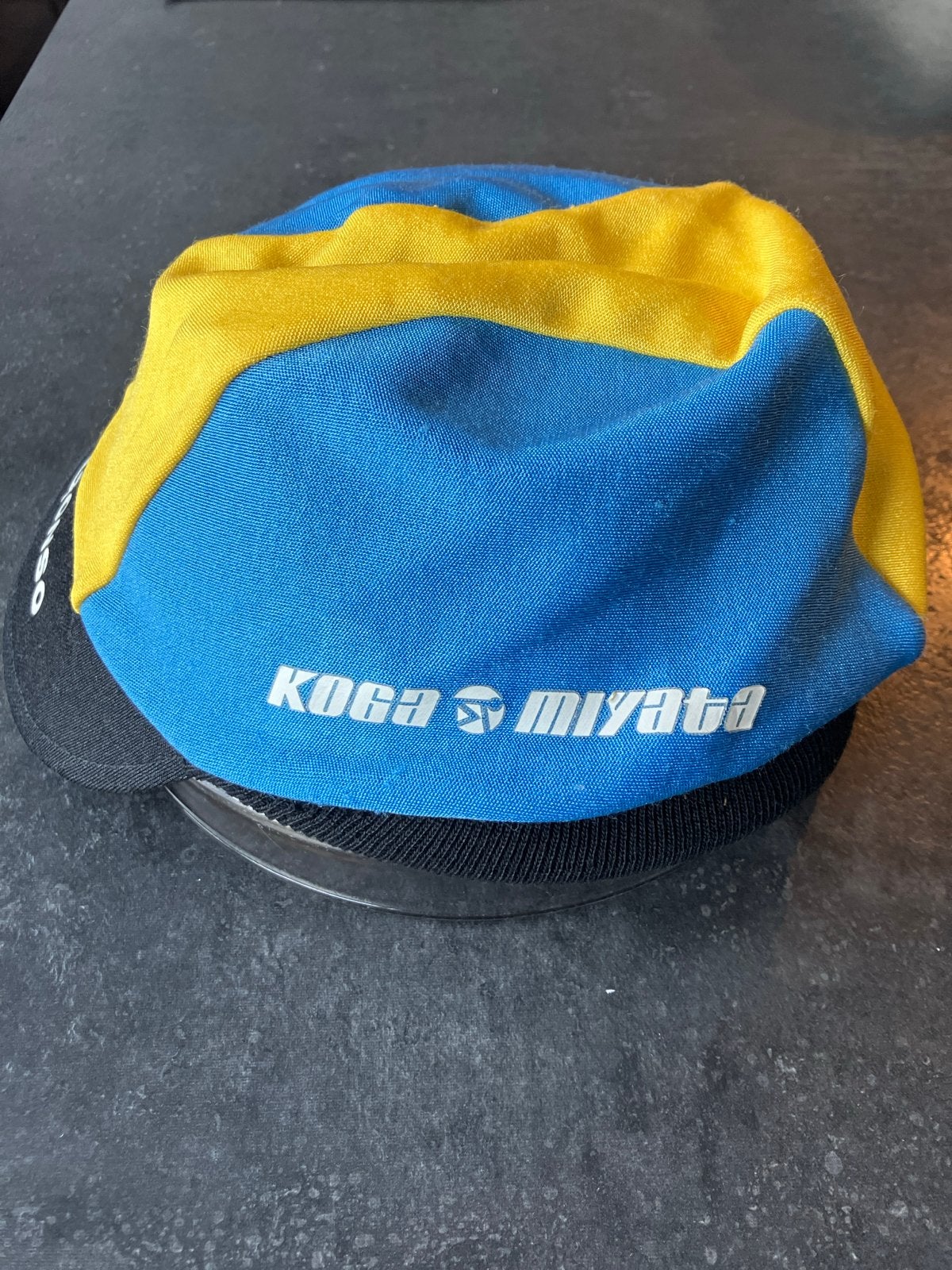 Vintage Koga Miyata fietspetje - Blauw/Geel/Zwart, Ophalen of Verzenden, Zo goed als nieuw, Gebruiksvoorwerp