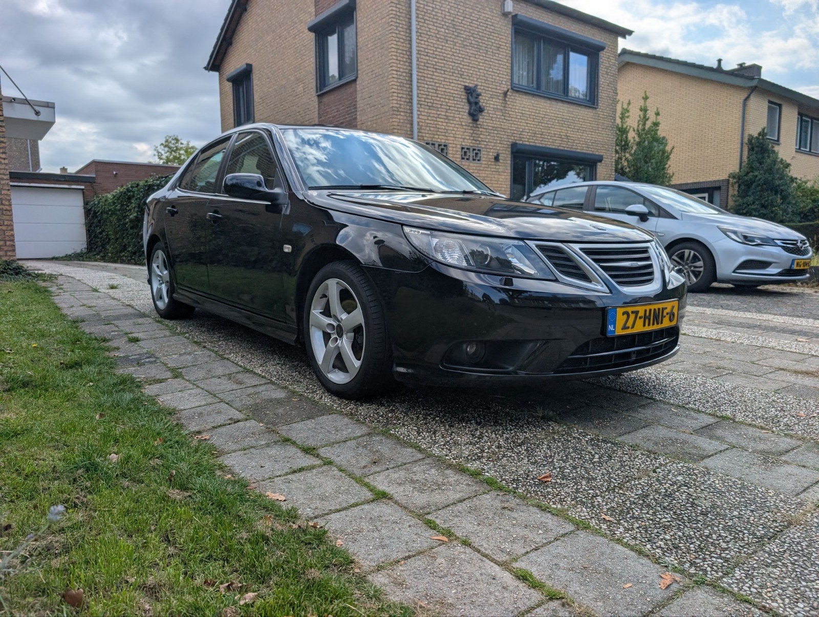 Saab 9-3 1.8T Norden Business  2009 Zwart NAP, Auto's, Zwart, 4 cilinders, Leder en Stof, Zwart
