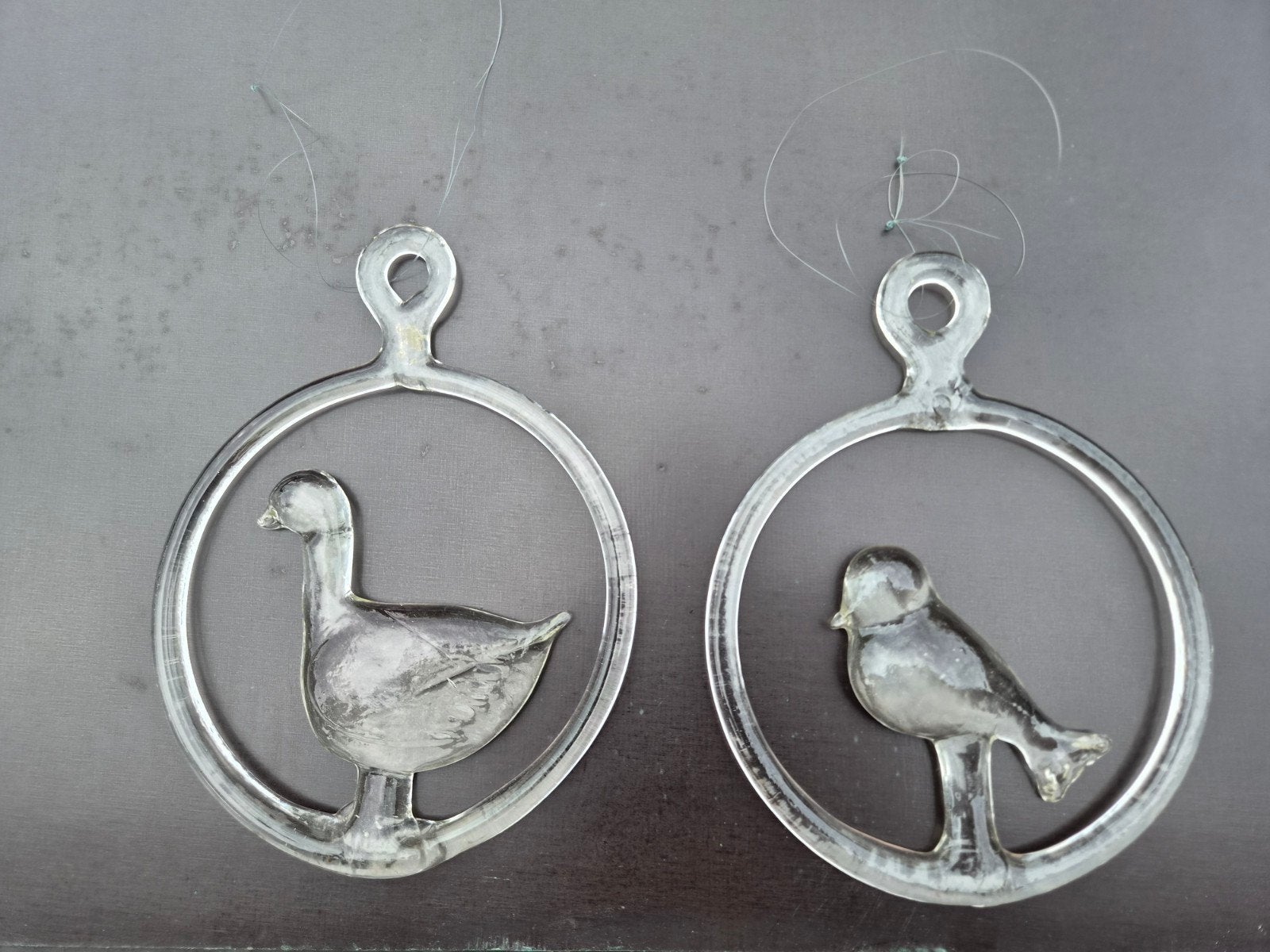 2 Glazen Raamhangers - Vogel en Eend - Geen Schade, Ophalen of Verzenden, Zo goed als nieuw, Glas