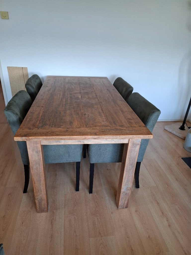 Eettafel teakhout 180 x 90 x 80 cm, Ophalen, Gebruikt, Teakhout, 50 tot 100 cm