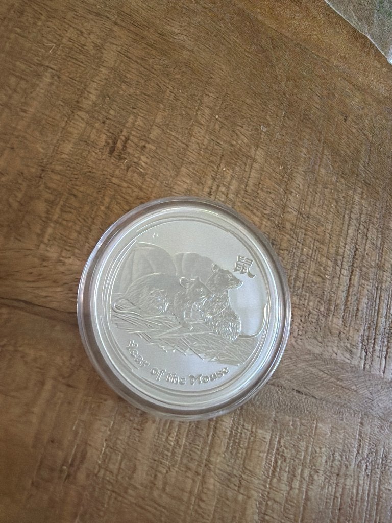 Lunar II - Year of the Mouse  5 oz 2008 ( zeldzaam )9999, Ophalen of Verzenden, Zilver