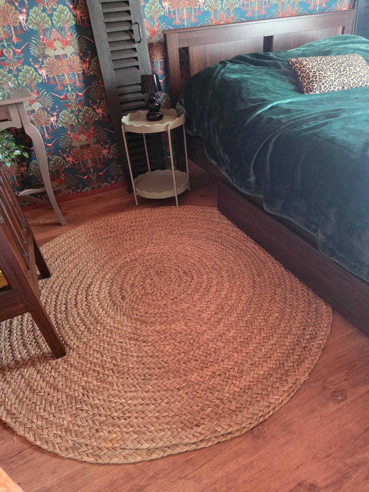 Zeegras rotan rond kleed - 150 cm diameter, Ophalen, Bruin, 150 tot 200 cm, Rond