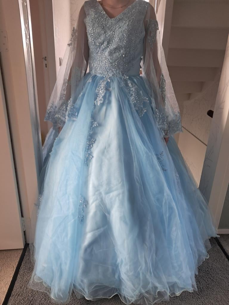 Lichtblauwe baljurk, Kleding | Dames, Blauw, Ophalen of Verzenden, Zo goed als nieuw, Maat 36 (S)