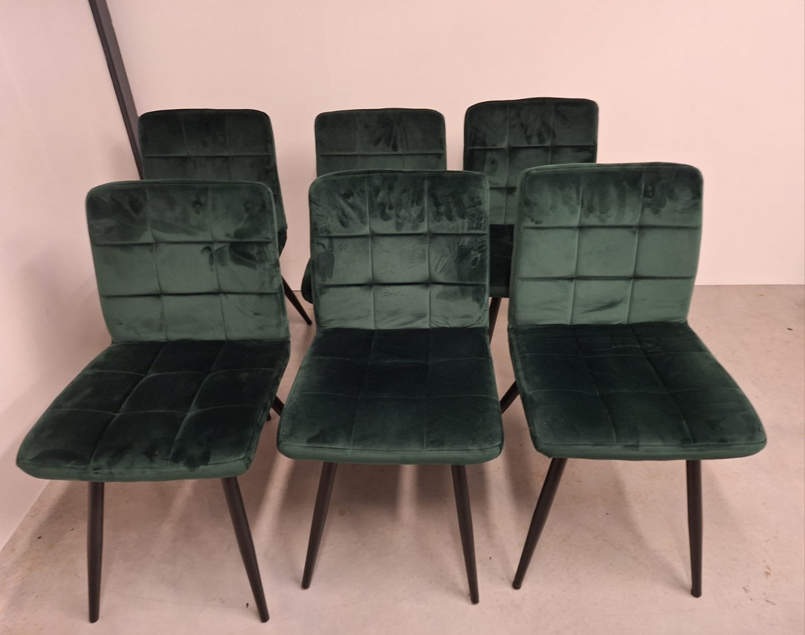 6 groene stoelen, Huis en Inrichting, Stoelen, Ophalen, Zo goed als nieuw, Overige kleuren, Stof