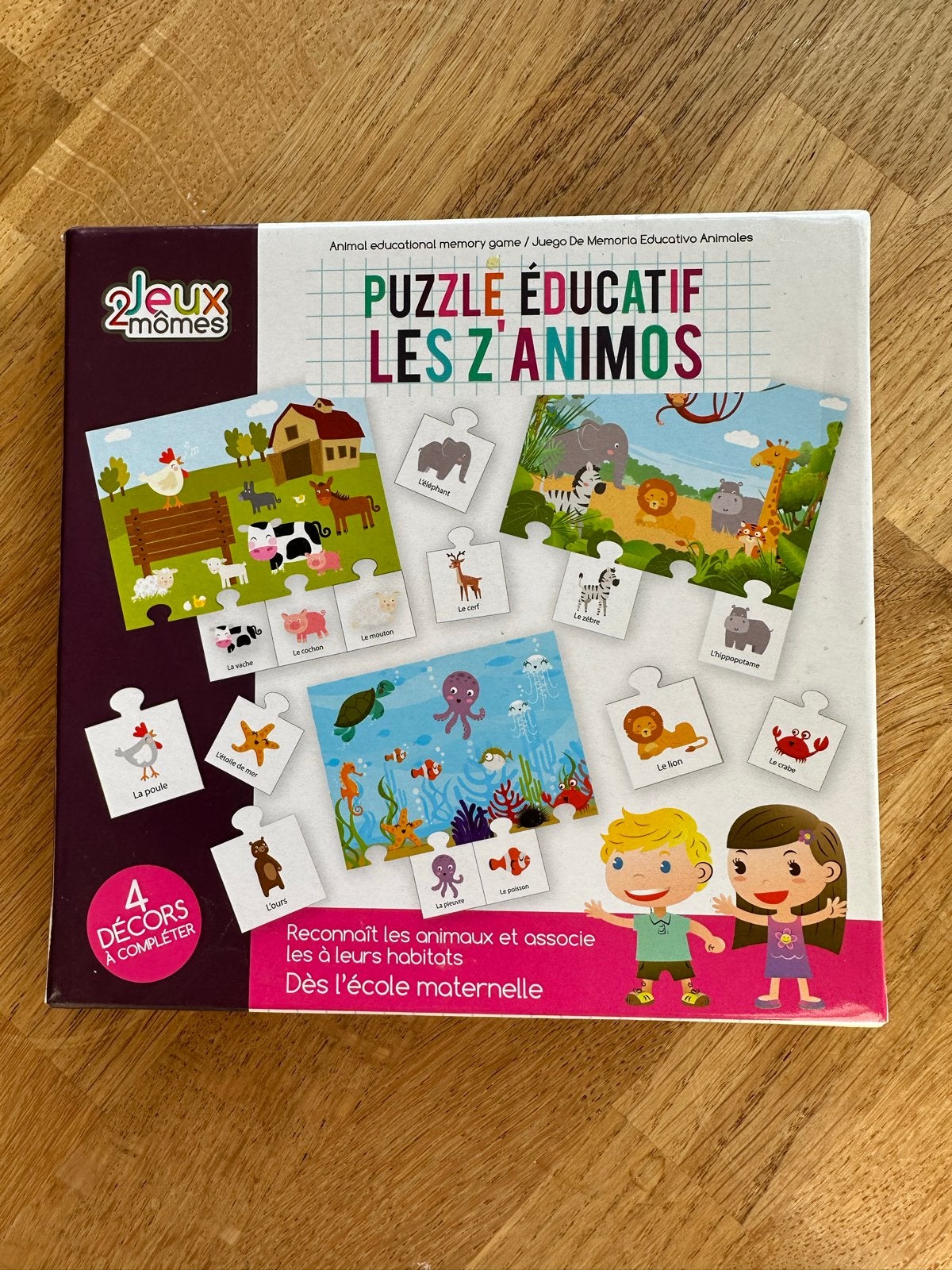 Educatieve Dieren Puzzel - Les Z'Animos, Ophalen of Verzenden, 10 tot 50 stukjes, Nieuw, 2 tot 4 jaar