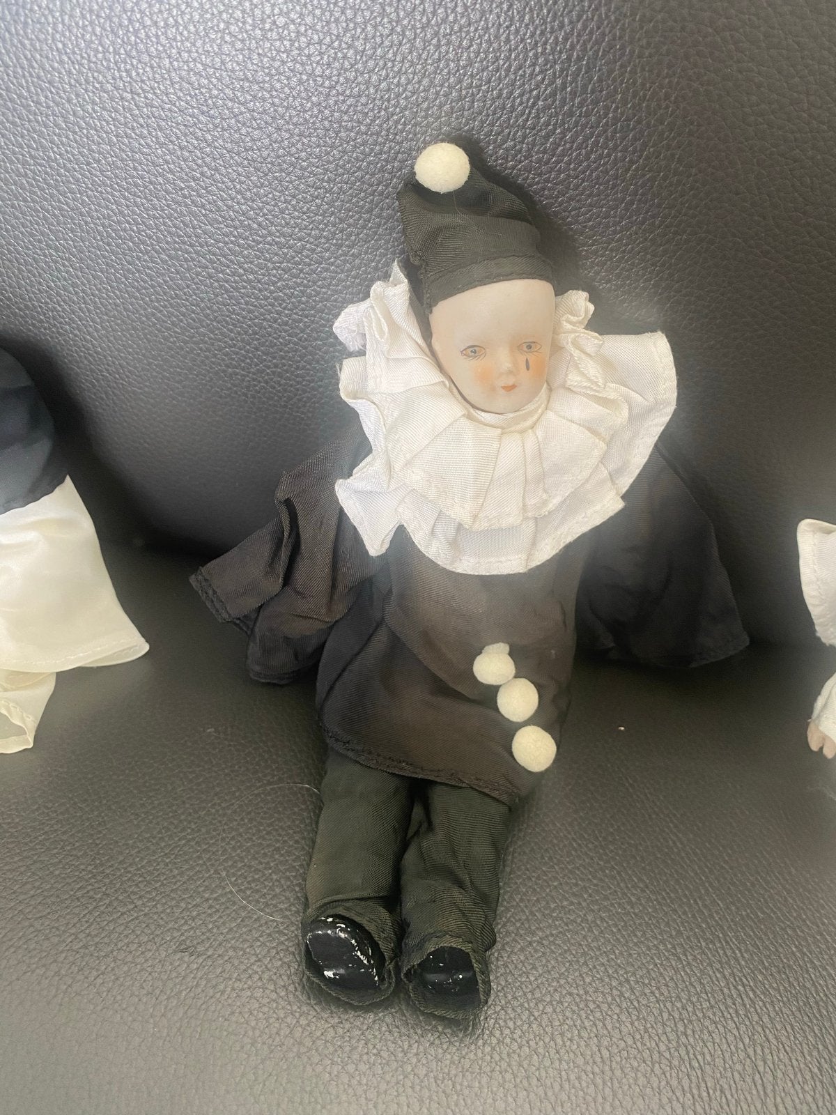 Set van 3 porseleinen Pierrot poppen - Vintage, Verzamelen, Poppen, Ophalen of Verzenden, Gebruikt, Pop