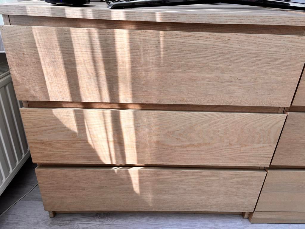 IKEA MALM ladekast wit gelazuurd eikenfineer, Ophalen, Gebruikt, Eikenhout, 50 tot 100 cm
