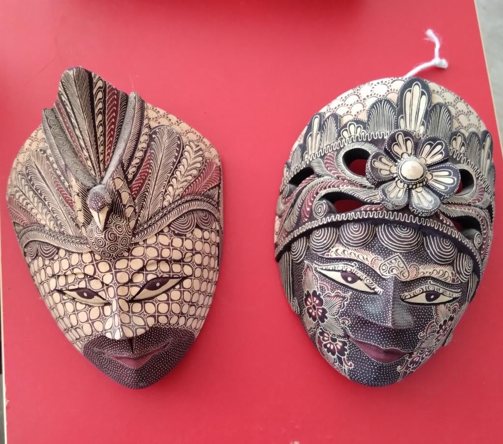 Balinees houtsnijwerk, mask, vogel mask, batik, albasia, Ophalen, Zo goed als nieuw